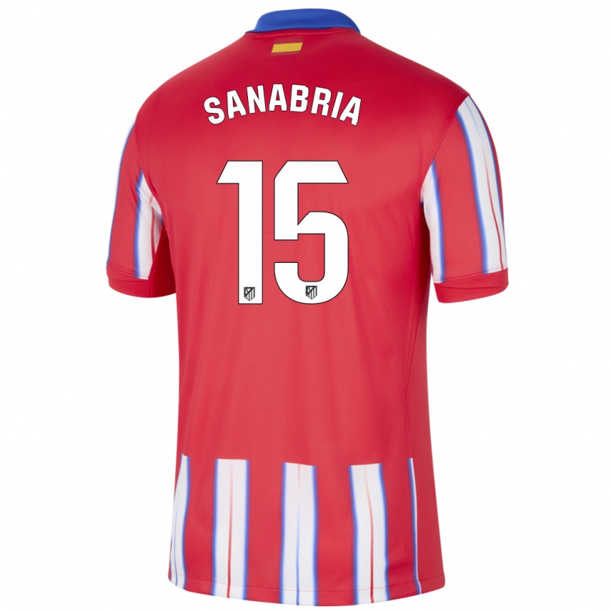 Enfant Football Maillot Juan Sanabria #15 Rouge Blanc Bleu Tenues Domicile 2024/25