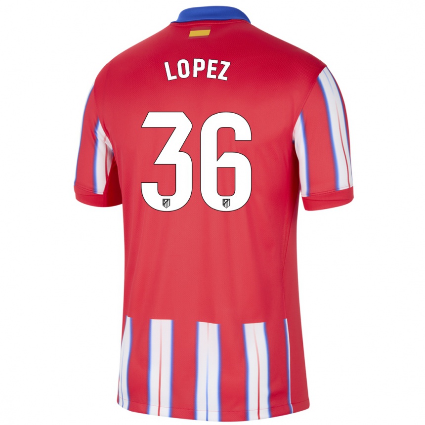 Enfant Football Maillot David Lopez #36 Rouge Blanc Bleu Tenues Domicile 2024/25