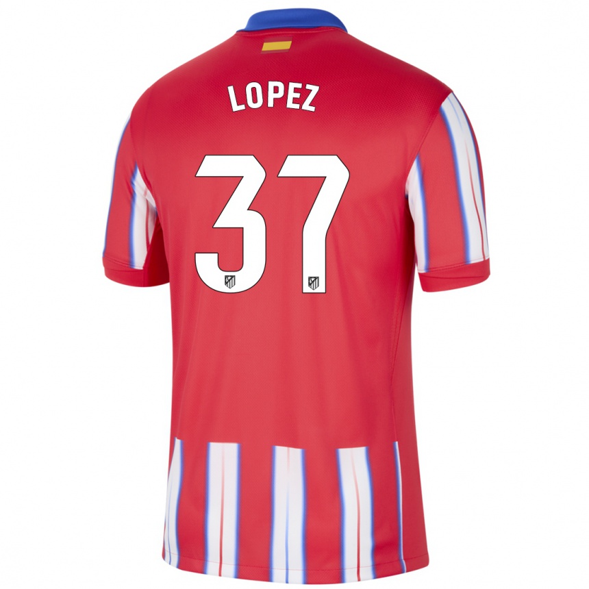 Enfant Football Maillot Alex Lopez #37 Rouge Blanc Bleu Tenues Domicile 2024/25