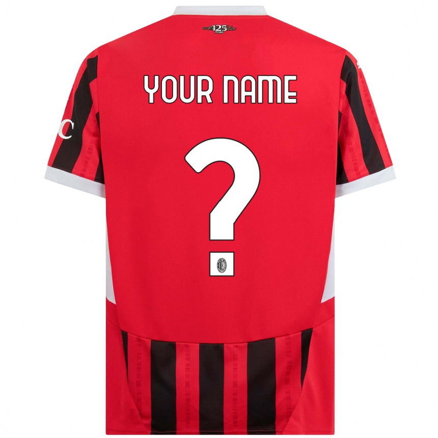 Enfant Football Maillot Votre Nom #0 Rouge Noir Tenues Domicile 2024/25