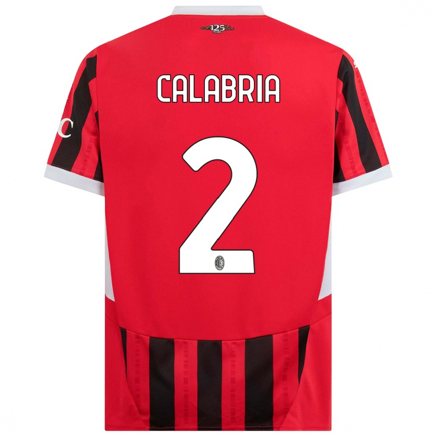 Enfant Football Maillot Davide Calabria #2 Rouge Noir Tenues Domicile 2024/25