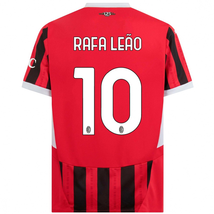 Enfant Football Maillot Rafael Leao #10 Rouge Noir Tenues Domicile 2024/25