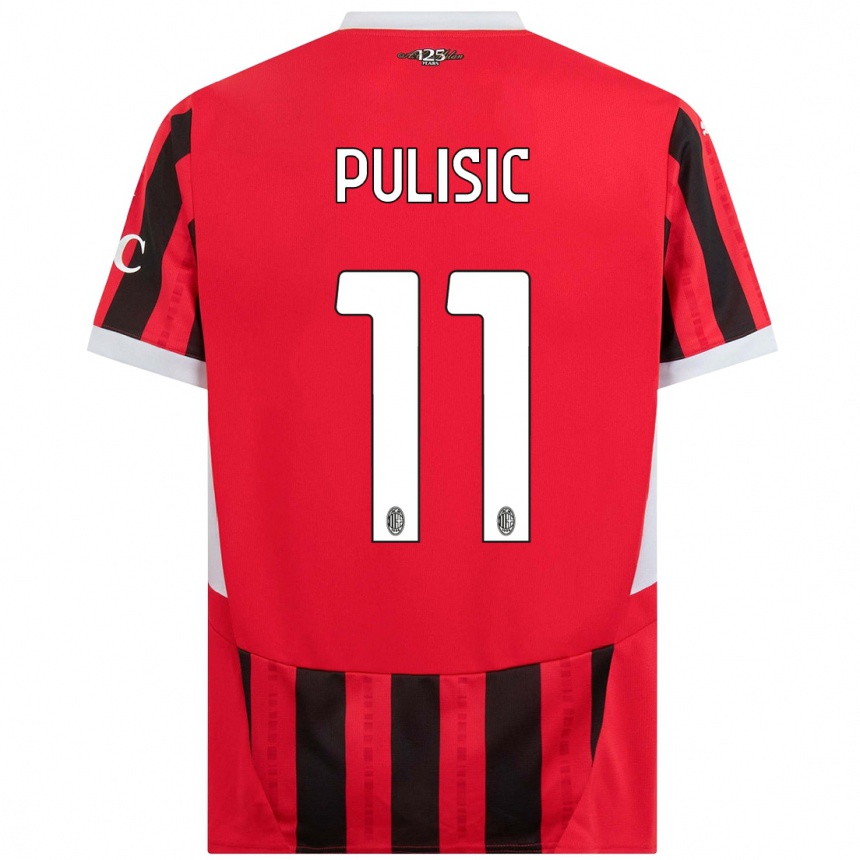 Enfant Football Maillot Christian Pulisic #11 Rouge Noir Tenues Domicile 2024/25