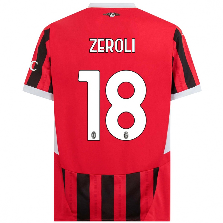 Enfant Football Maillot Kevin Zeroli #18 Rouge Noir Tenues Domicile 2024/25