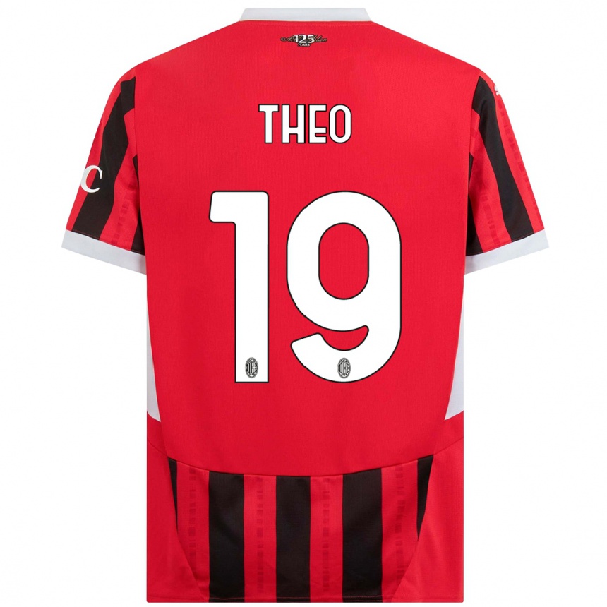 Enfant Football Maillot Theo Hernandez #19 Rouge Noir Tenues Domicile 2024/25