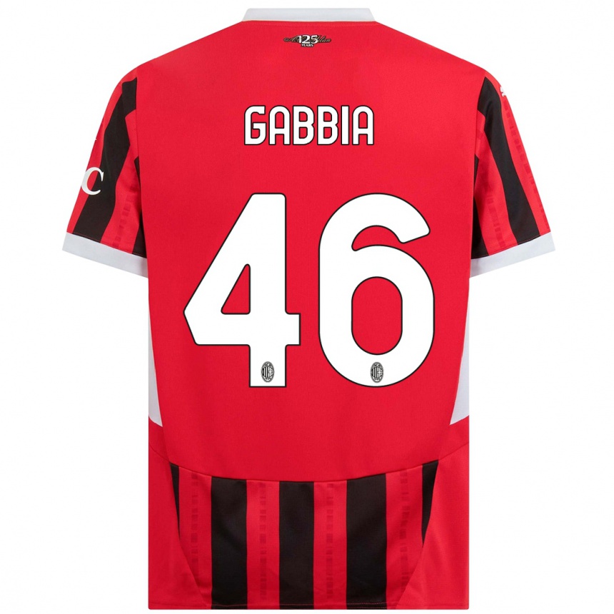 Enfant Football Maillot Matteo Gabbia #46 Rouge Noir Tenues Domicile 2024/25