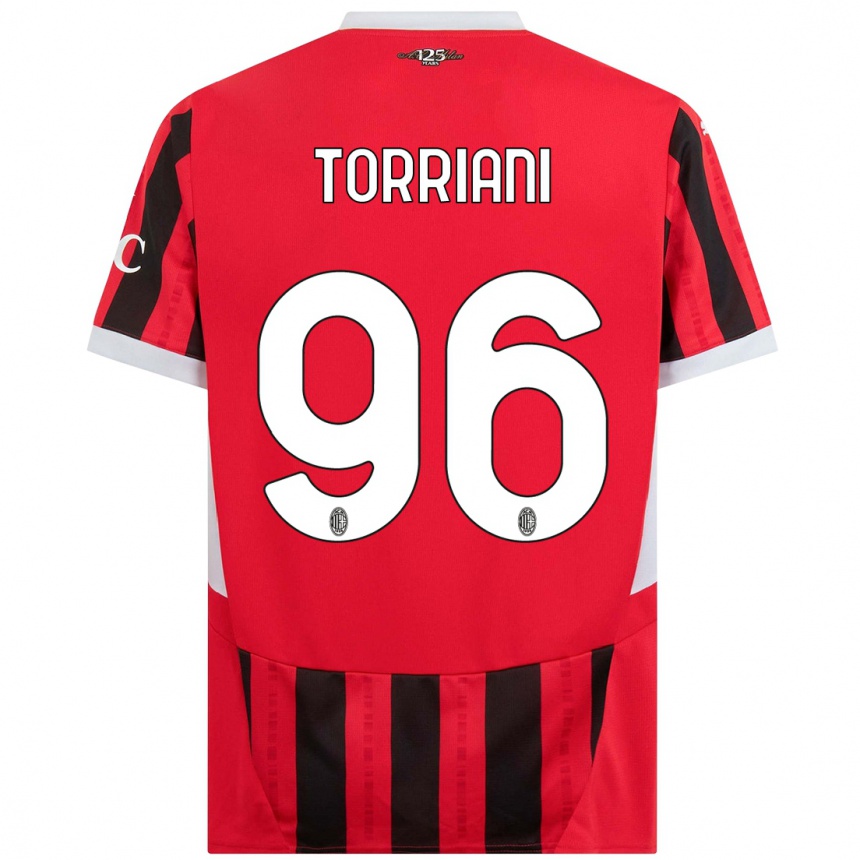 Enfant Football Maillot Lorenzo Torriani #96 Rouge Noir Tenues Domicile 2024/25