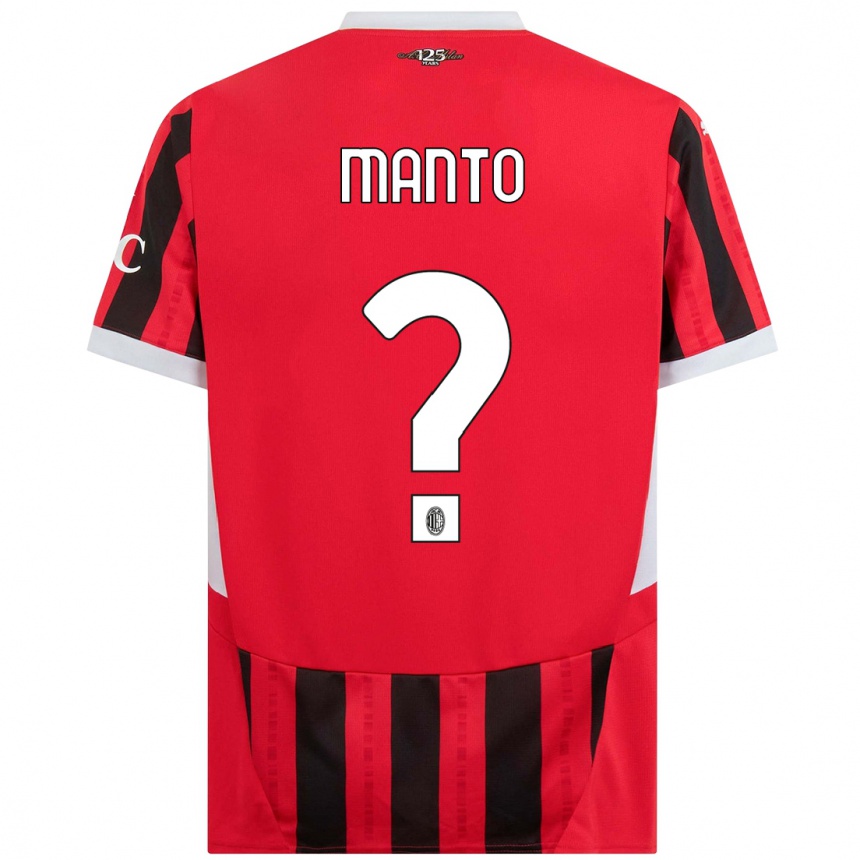 Enfant Football Maillot Gaetano Manto #0 Rouge Noir Tenues Domicile 2024/25