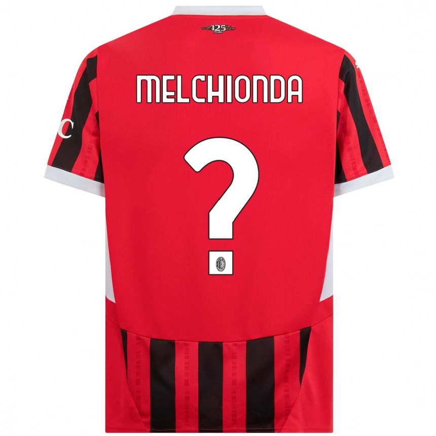 Enfant Football Maillot Marco Melchionda #0 Rouge Noir Tenues Domicile 2024/25