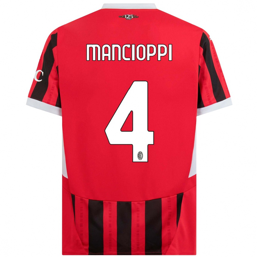 Enfant Football Maillot Tommaso Mancioppi #4 Rouge Noir Tenues Domicile 2024/25