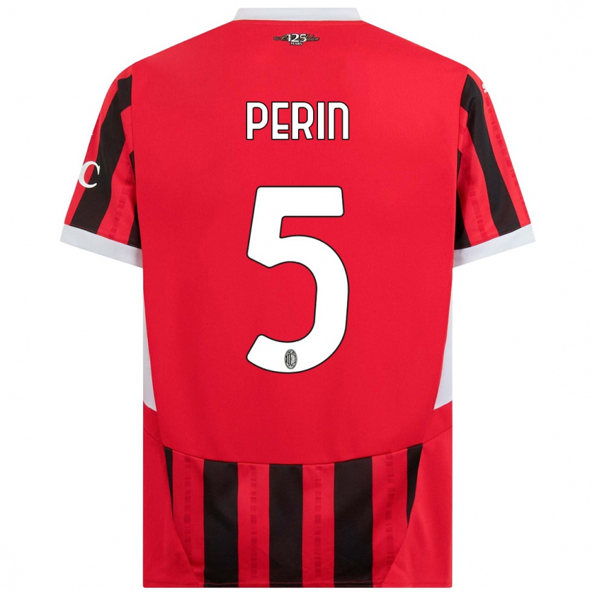 Enfant Football Maillot Ernesto Perin #5 Rouge Noir Tenues Domicile 2024/25