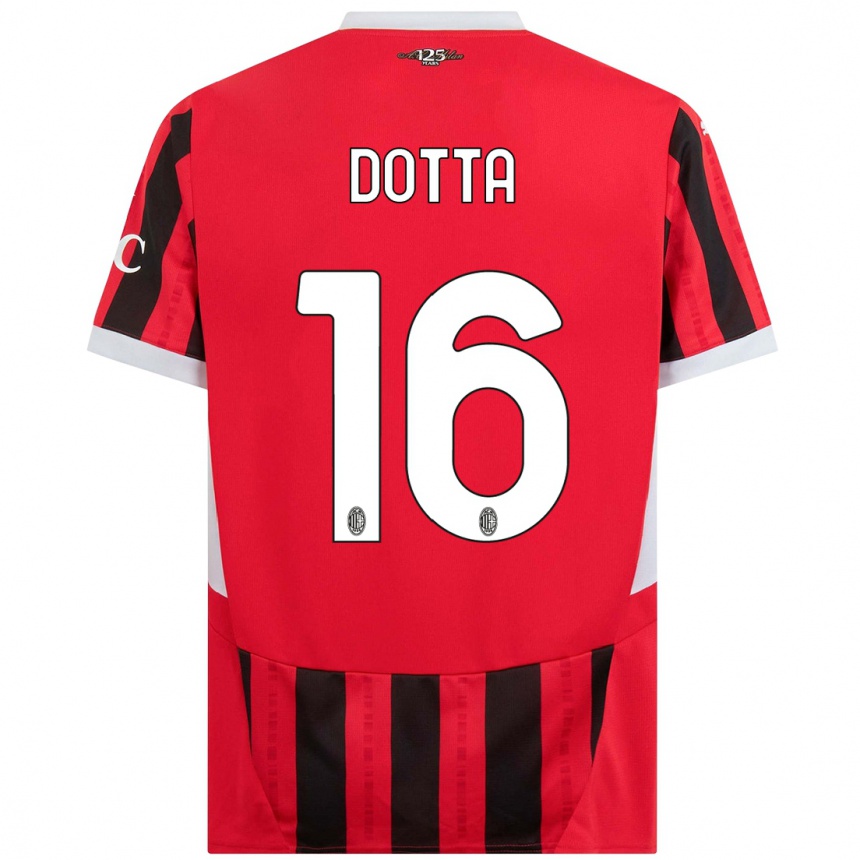 Enfant Football Maillot Cristiano Dotta #16 Rouge Noir Tenues Domicile 2024/25