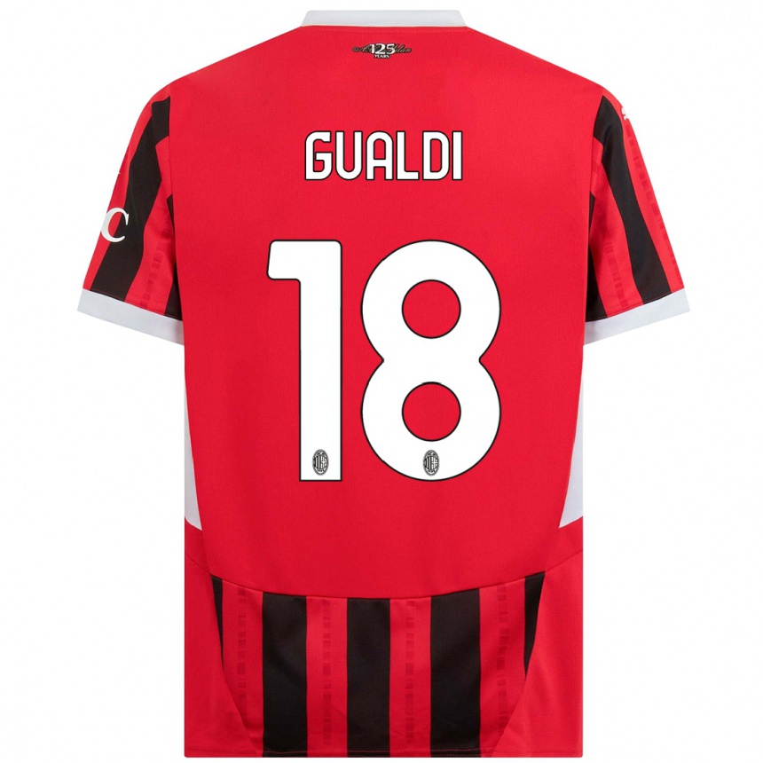 Enfant Football Maillot Andrea Gualdi #18 Rouge Noir Tenues Domicile 2024/25