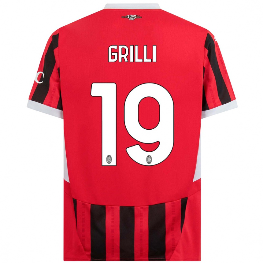 Enfant Football Maillot Lorenzo Grilli #19 Rouge Noir Tenues Domicile 2024/25