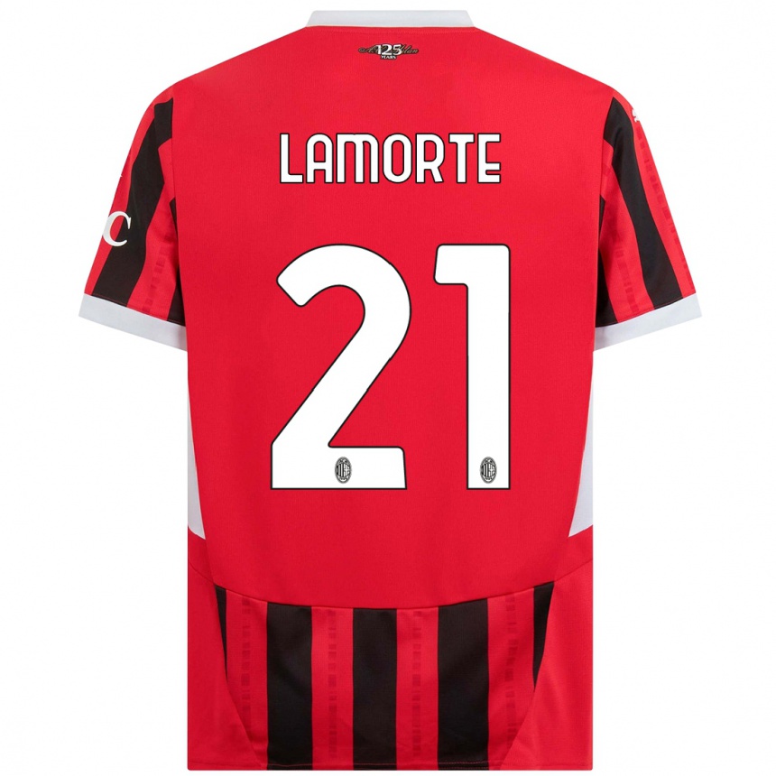 Enfant Football Maillot Alessandro Lamorte #21 Rouge Noir Tenues Domicile 2024/25