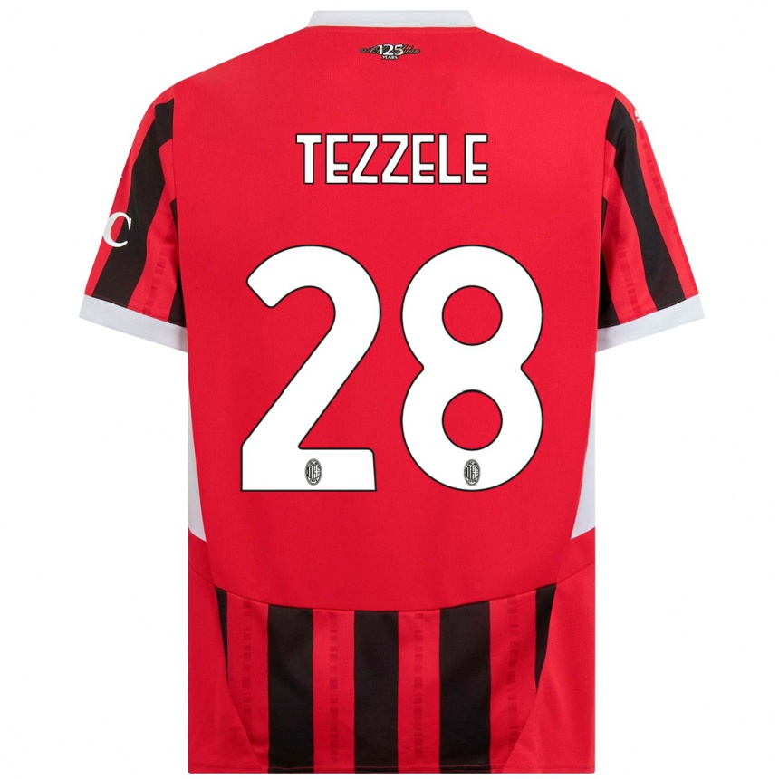 Enfant Football Maillot Matteo Tezzele #28 Rouge Noir Tenues Domicile 2024/25