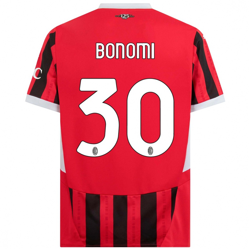 Enfant Football Maillot Alessandro Bonomi #30 Rouge Noir Tenues Domicile 2024/25