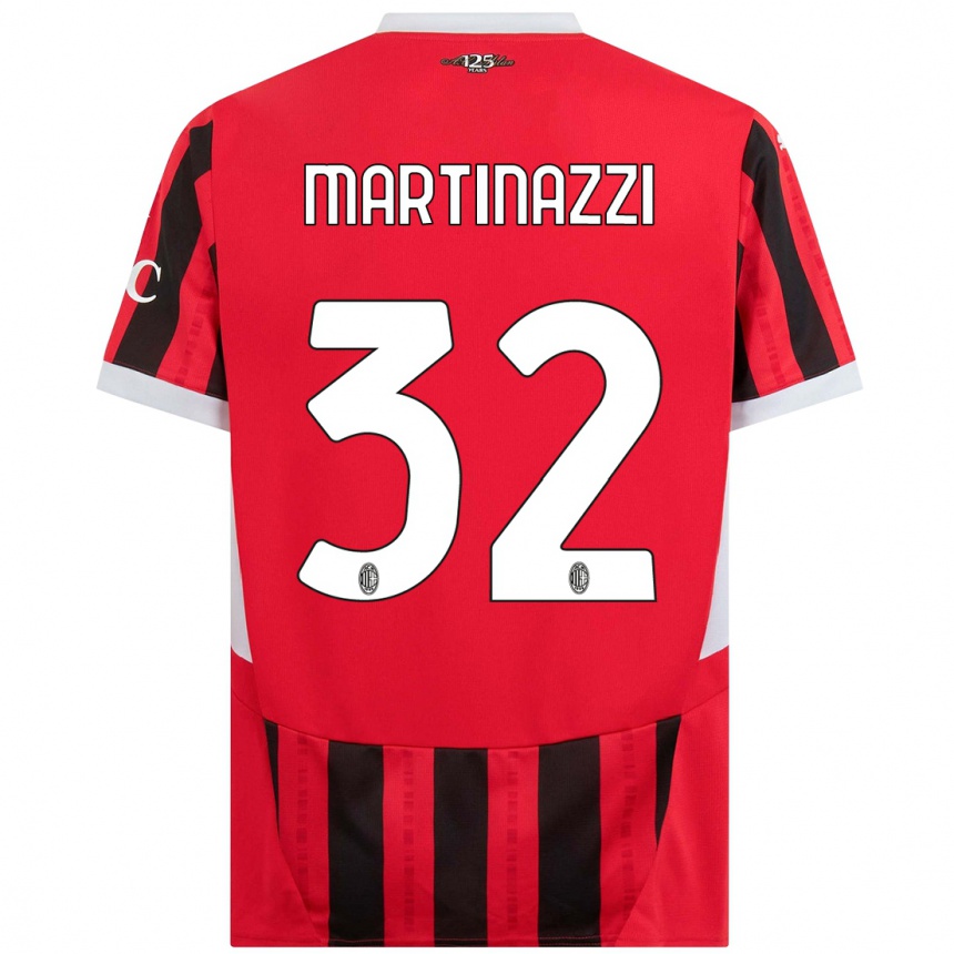 Enfant Football Maillot Luca Martinazzi #32 Rouge Noir Tenues Domicile 2024/25