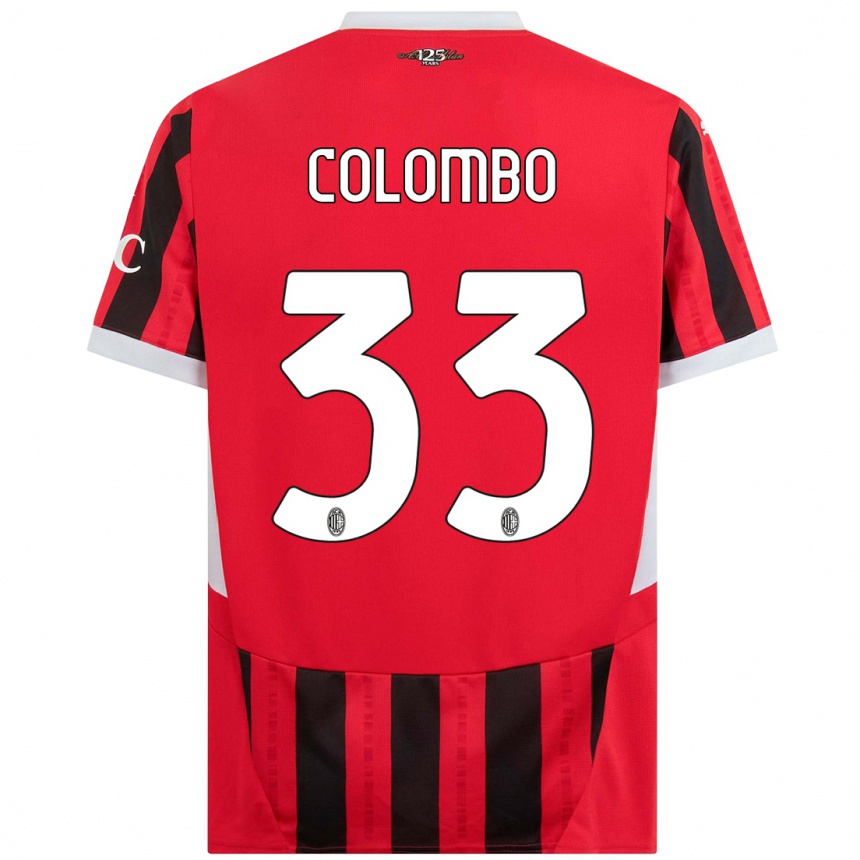 Enfant Football Maillot Federico Colombo #33 Rouge Noir Tenues Domicile 2024/25