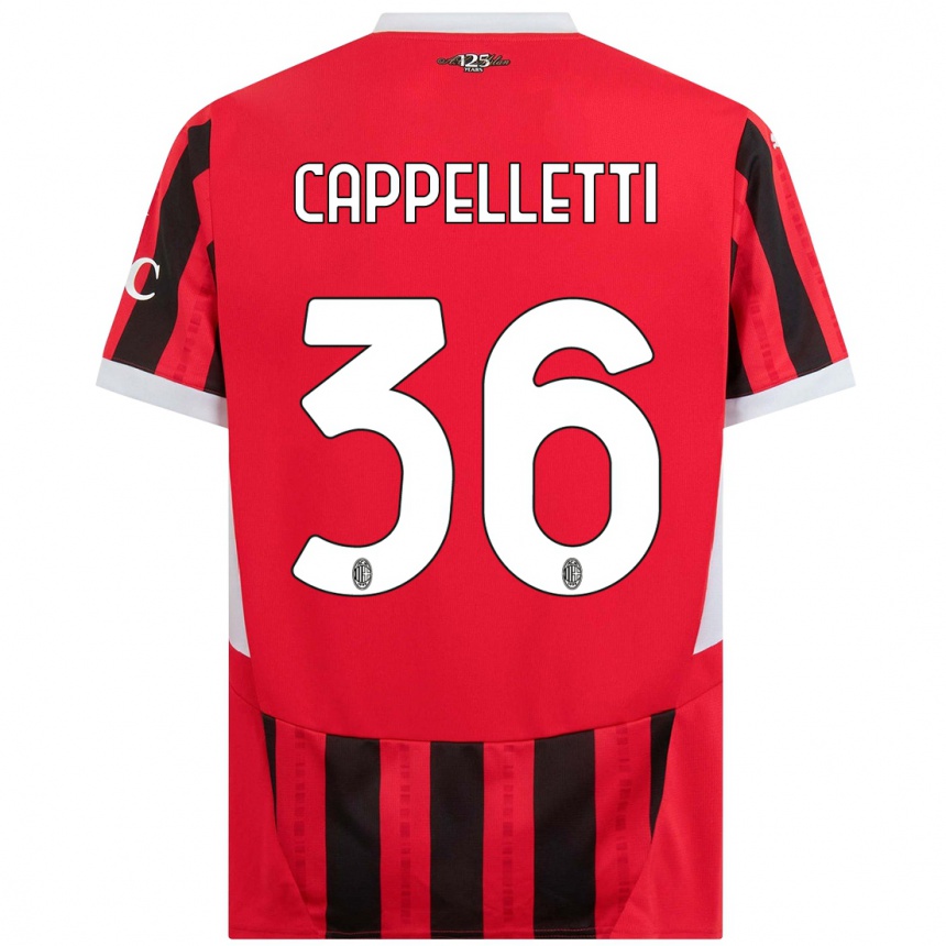 Enfant Football Maillot Mattia Cappelletti #36 Rouge Noir Tenues Domicile 2024/25