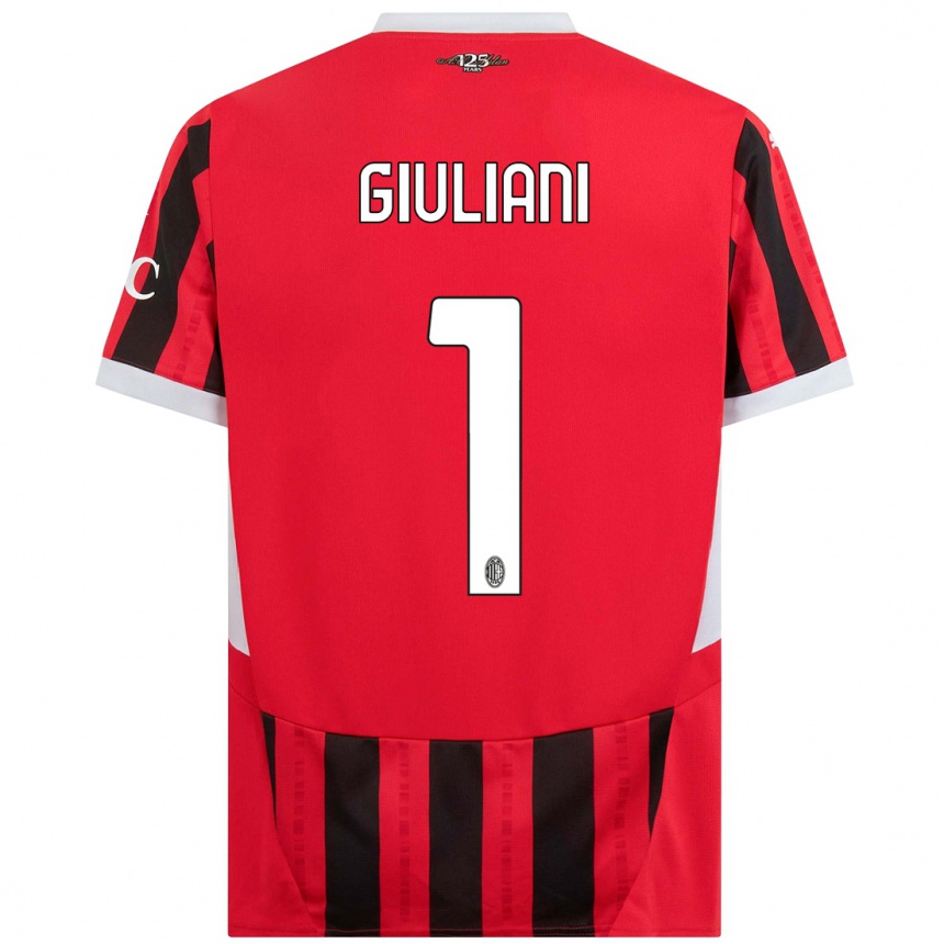 Enfant Football Maillot Laura Giuliani #1 Rouge Noir Tenues Domicile 2024/25