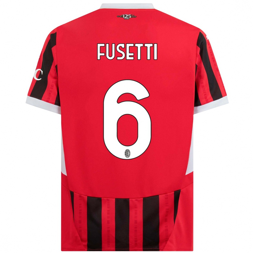 Enfant Football Maillot Laura Fusetti #6 Rouge Noir Tenues Domicile 2024/25