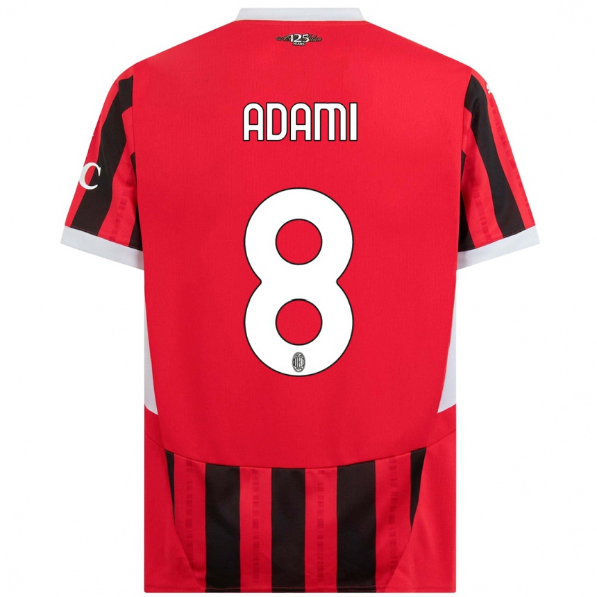 Enfant Football Maillot Greta Adami #8 Rouge Noir Tenues Domicile 2024/25