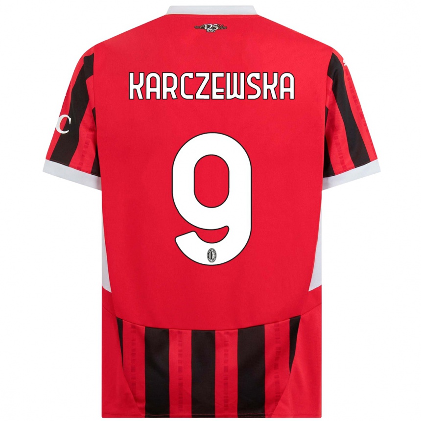 Enfant Football Maillot Nikola Karczewska #9 Rouge Noir Tenues Domicile 2024/25