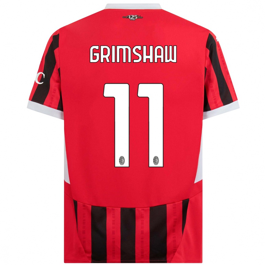 Enfant Football Maillot Christy Grimshaw #11 Rouge Noir Tenues Domicile 2024/25