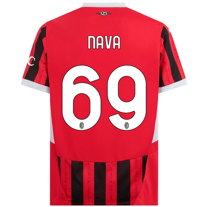 Enfant Football Maillot Lapo Nava #69 Rouge Noir Tenues Domicile 2024/25