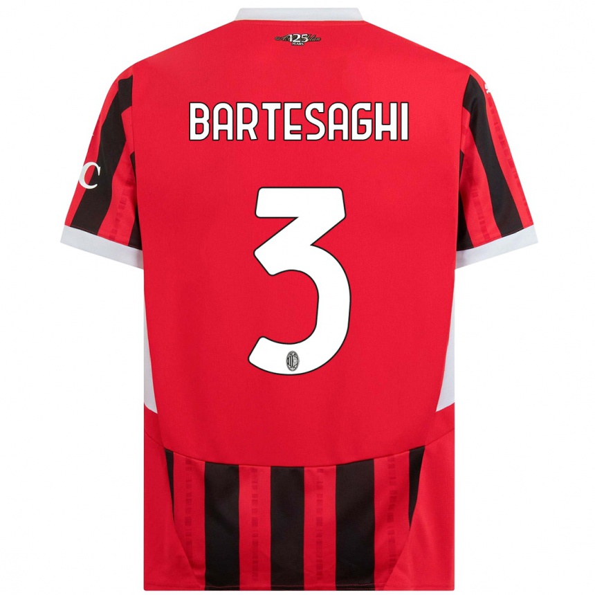 Enfant Football Maillot Davide Bartesaghi #3 Rouge Noir Tenues Domicile 2024/25