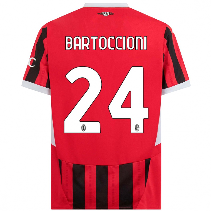 Enfant Football Maillot Andrea Bartoccioni #24 Rouge Noir Tenues Domicile 2024/25