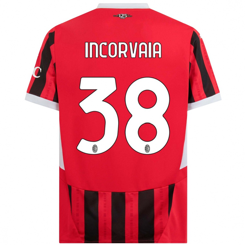 Enfant Football Maillot Giovanni Incorvaia #38 Rouge Noir Tenues Domicile 2024/25