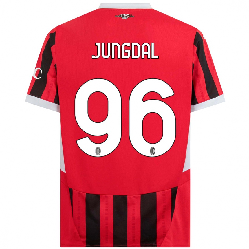 Enfant Football Maillot Andreas Jungdal #96 Rouge Noir Tenues Domicile 2024/25