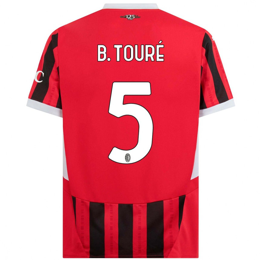 Enfant Football Maillot Fode Ballo-Toure #5 Rouge Noir Tenues Domicile 2024/25