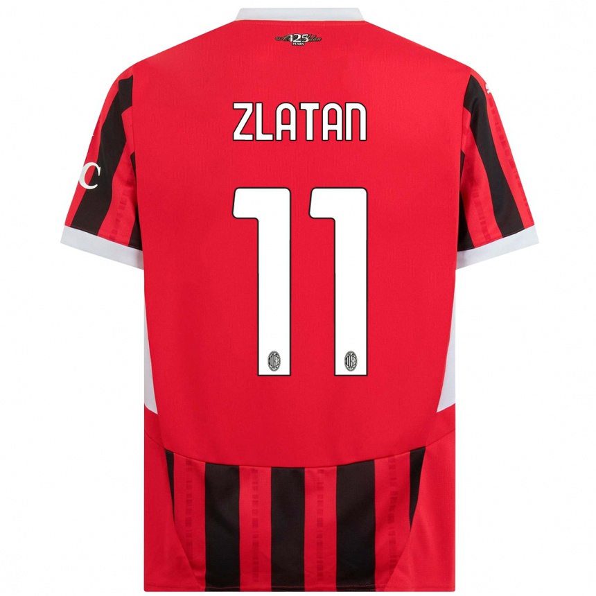 Enfant Football Maillot Zlatan Ibrahimovic #11 Rouge Noir Tenues Domicile 2024/25