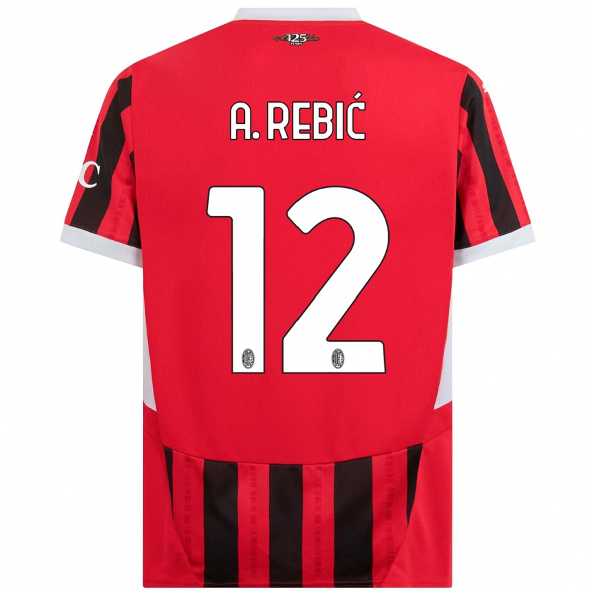 Enfant Football Maillot Ante Rebic #12 Rouge Noir Tenues Domicile 2024/25