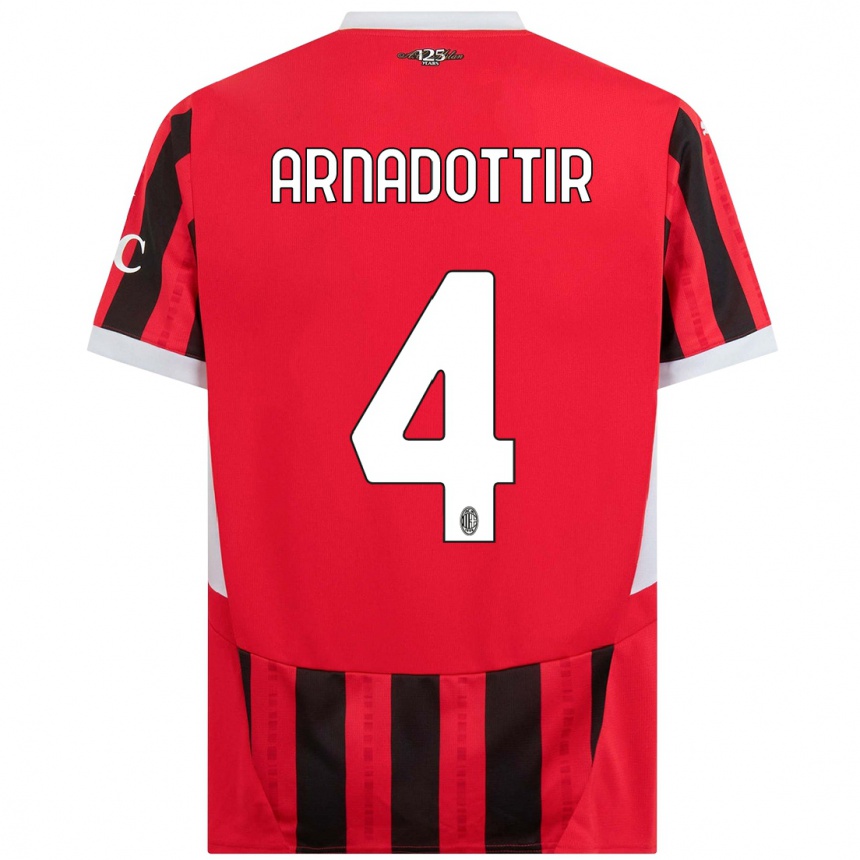 Enfant Football Maillot Guony Arnadottir #4 Rouge Noir Tenues Domicile 2024/25