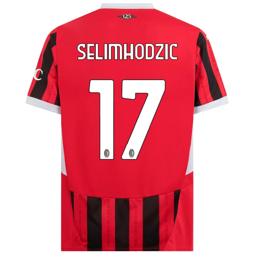 Enfant Football Maillot Noa Selimhodzic #17 Rouge Noir Tenues Domicile 2024/25