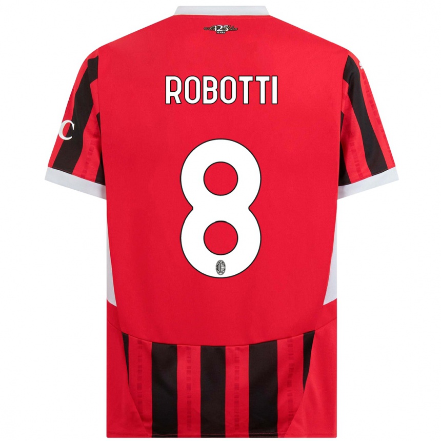 Enfant Football Maillot Giovanni Robotti #8 Rouge Noir Tenues Domicile 2024/25