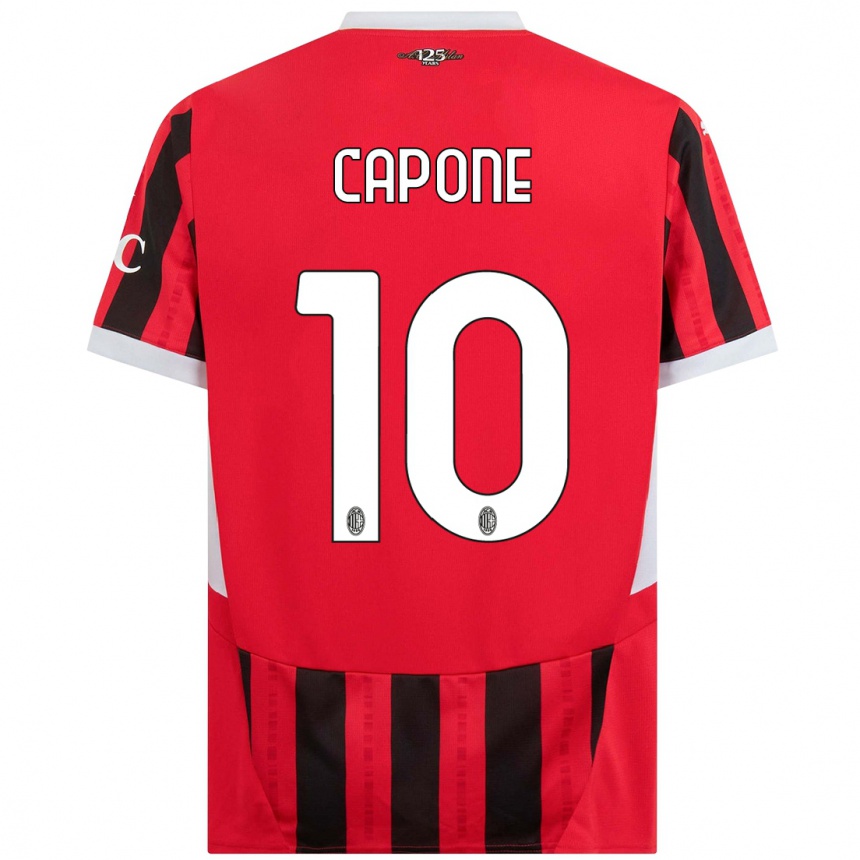 Enfant Football Maillot Andrea Capone #10 Rouge Noir Tenues Domicile 2024/25