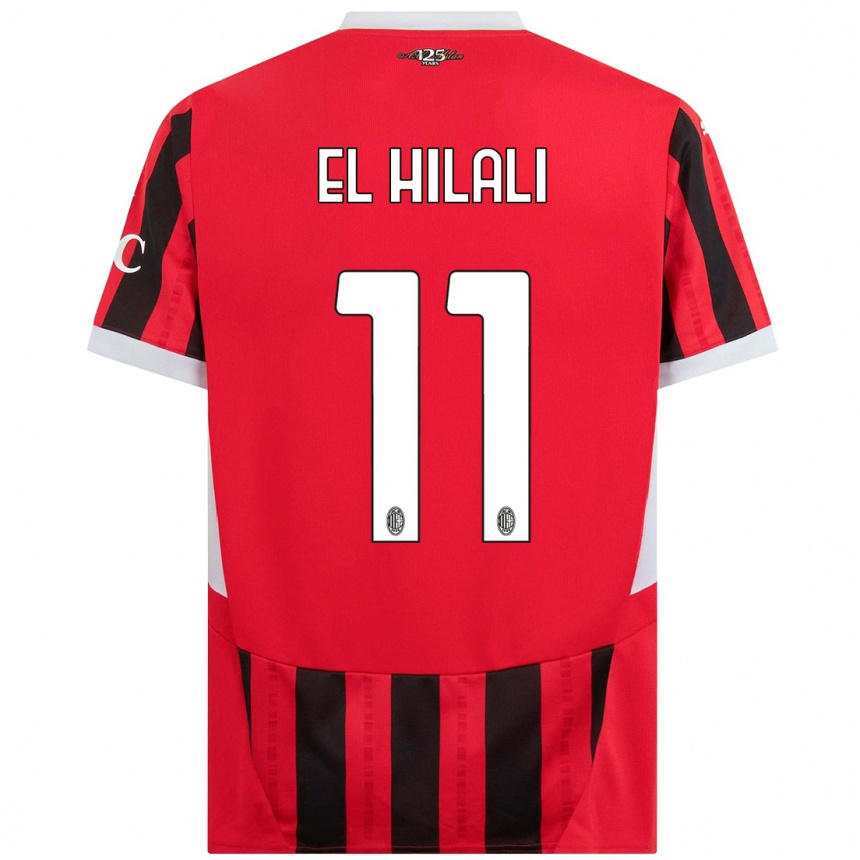 Enfant Football Maillot Youns El Hilali #11 Rouge Noir Tenues Domicile 2024/25