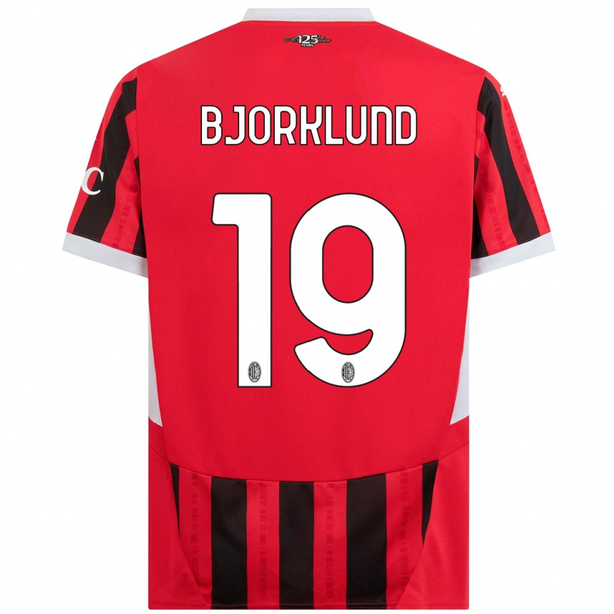 Enfant Football Maillot Lukas Bjorklund #19 Rouge Noir Tenues Domicile 2024/25