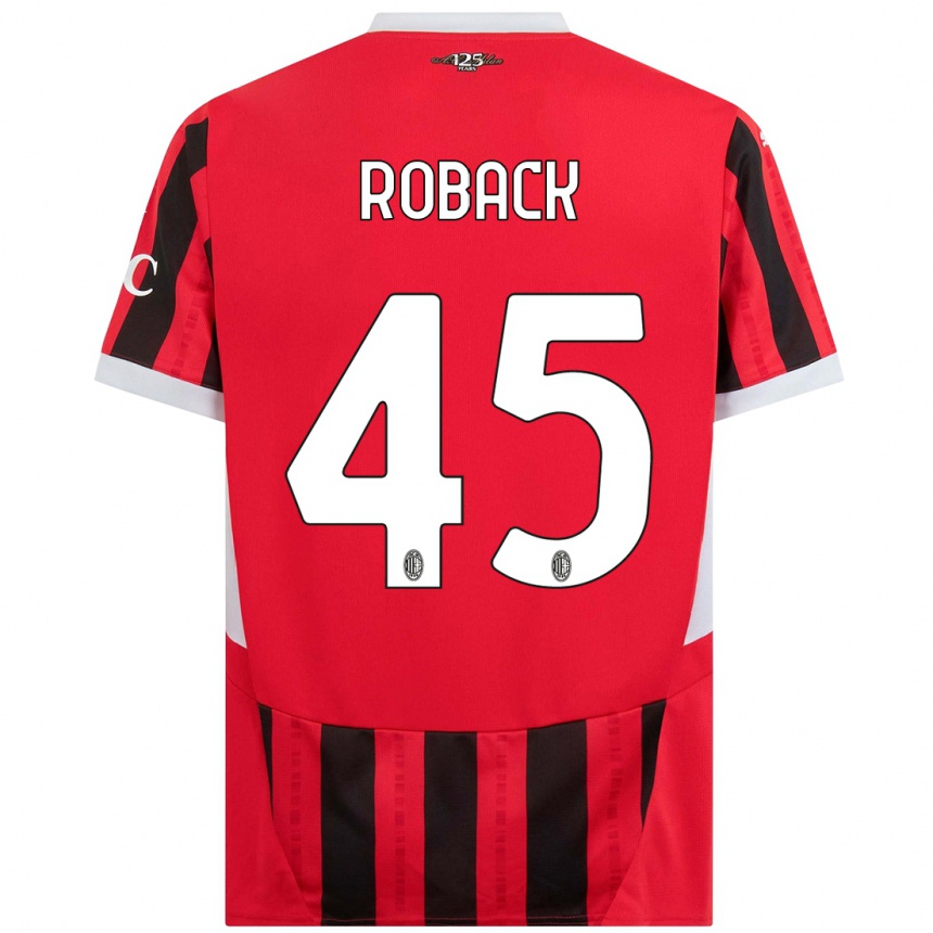 Enfant Football Maillot Emil Roback #45 Rouge Noir Tenues Domicile 2024/25