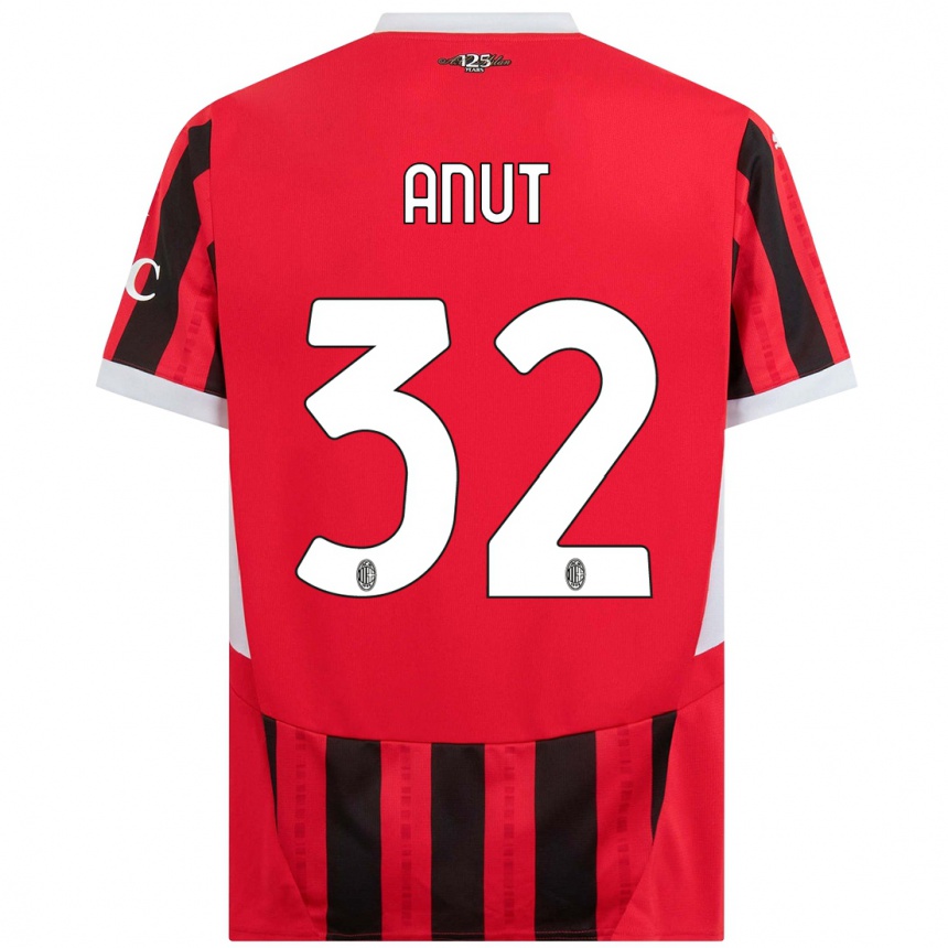 Enfant Football Maillot Niccolo Anut #32 Rouge Noir Tenues Domicile 2024/25