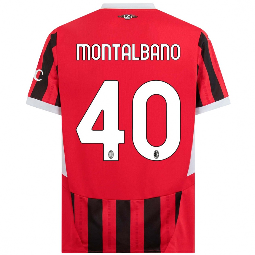 Enfant Football Maillot Nicolo Montalbano #40 Rouge Noir Tenues Domicile 2024/25