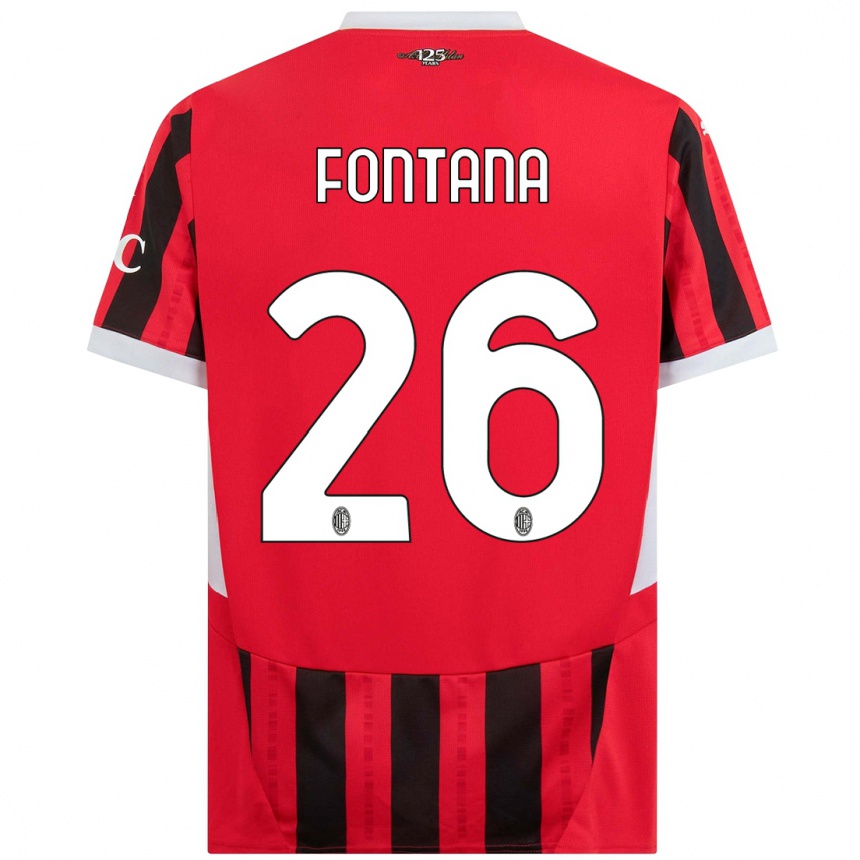 Enfant Football Maillot Francesco Fontana #26 Rouge Noir Tenues Domicile 2024/25