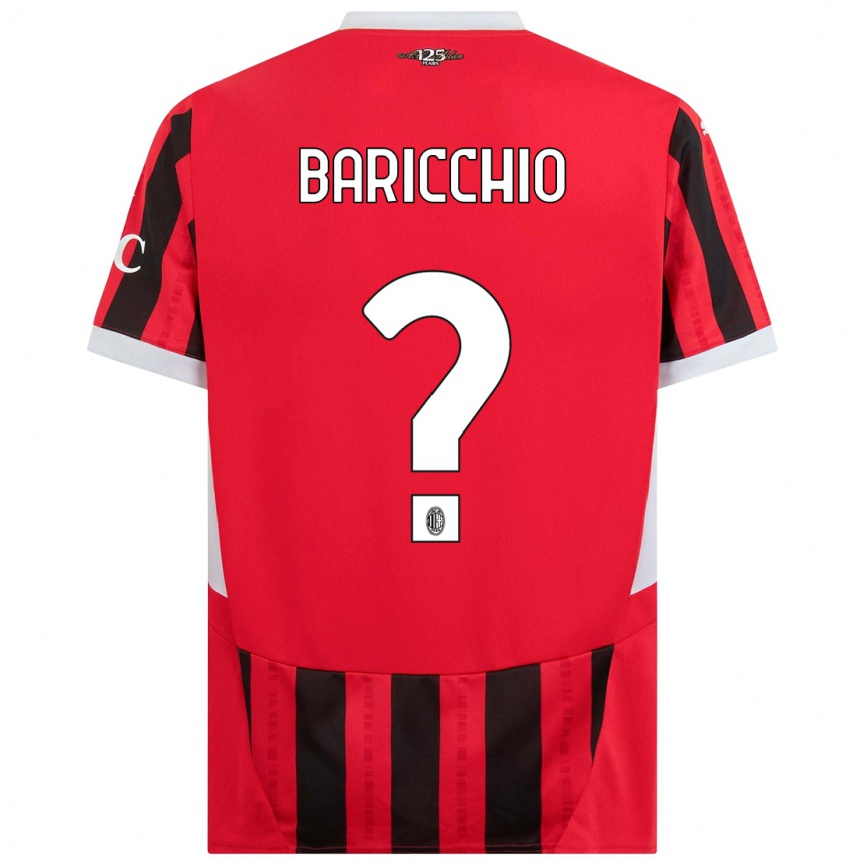 Enfant Football Maillot Luca Baricchio #0 Rouge Noir Tenues Domicile 2024/25