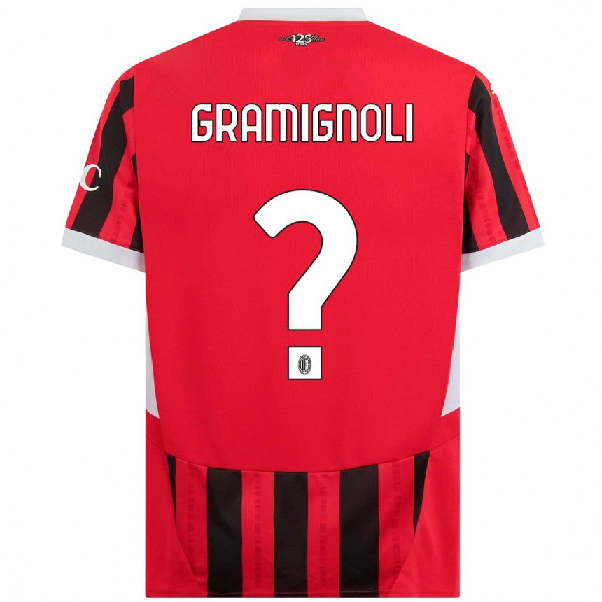 Enfant Football Maillot Luca Gramignoli #0 Rouge Noir Tenues Domicile 2024/25