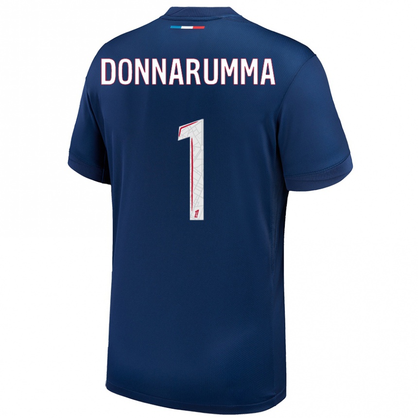 Enfant Football Maillot Gianluigi Donnarumma #1 Bleu Marine Blanc Tenues Domicile 2024/25